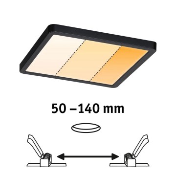 Paulmann 93101 - LED/13W IP44 Infälld takarmatur för badrum AREO 230V 2000/3000/4000K 17,5x17,5 cm svart