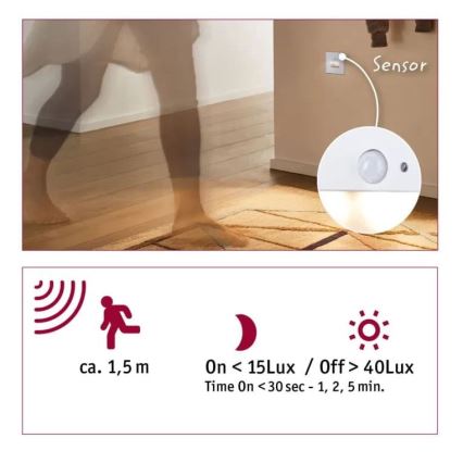 Paulmann 93133 - LED/1,2W Trappbelysning med sensor EDGE 230V vit