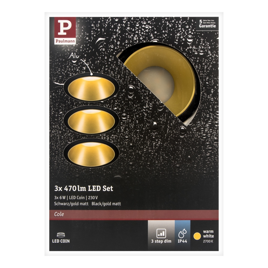 Paulmann 93404 - SADA 3xLED/6,5W IP44 Ljusreglerad bathroom upphängd taklampa COLE 230V