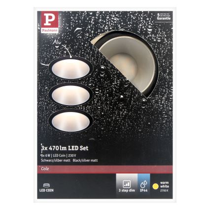 Paulmann 93408 - KIT 3xLED/6,5W IP44 Ljusreglerad bathroom upphängd taklampa COLE 230V