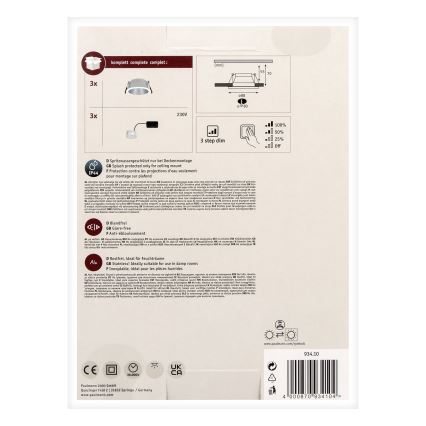 Paulmann 93410 - KIT 3xLED/6,5W IP44 Ljusreglerad bathroom upphängd taklampa COLE 230V