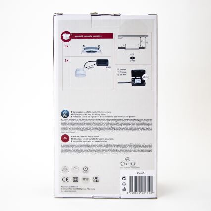 Paulmann 93462 - KIT 3xLED/6W IP44 Badrum infälld lampa NOVA 230V