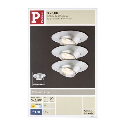 Paulmann 93579 - SET 3xLED/3,8W Hängande Takbelysning PREMIUM LINE 230V