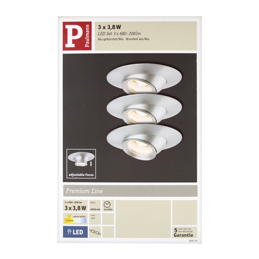 Paulmann 93579 - SET 3xLED/3,8W Hängande Takbelysning PREMIUM LINE 230V