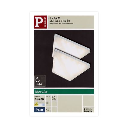Paulmann 93584 - KIT 2xLED/6,2W IP44 Möbelbelysning KITE 230V