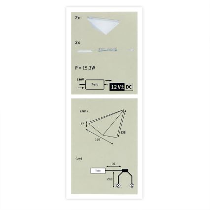 Paulmann 93584 - KIT 2xLED/6,2W IP44 Möbelbelysning KITE 230V