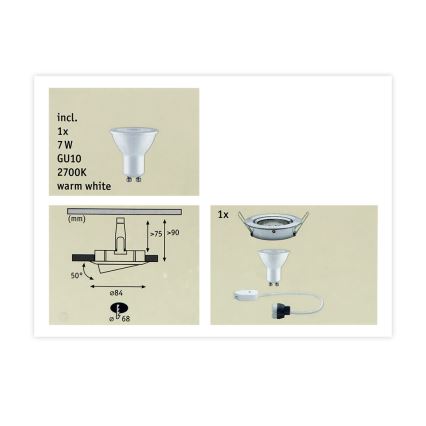 Paulmann 93603 - LED-GU10/7W IP23 Ljusreglerad hängande badrumslampa NOVA 230V