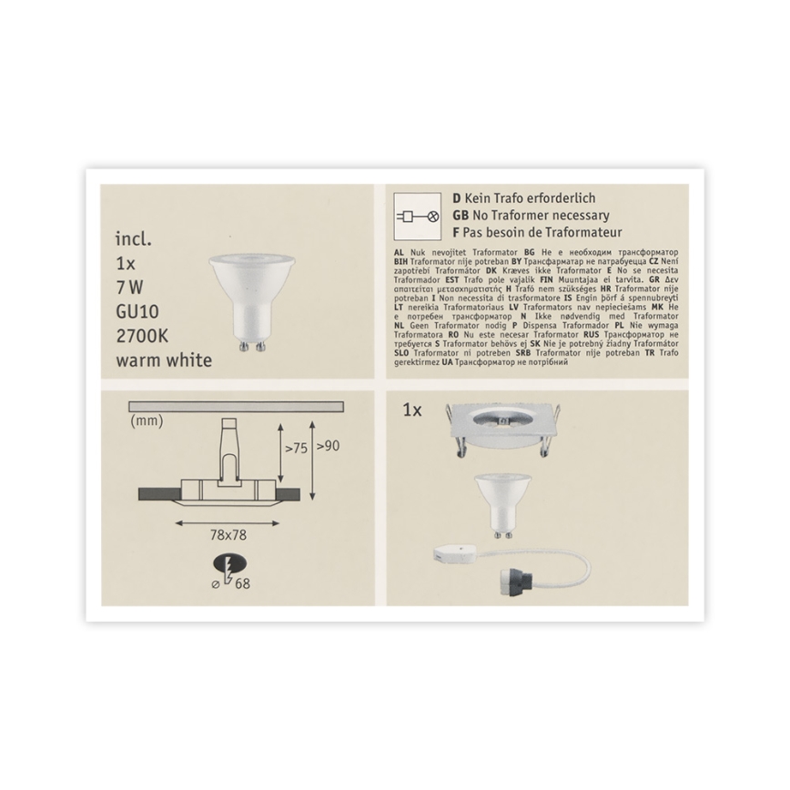 Paulmann 93611 - LED-GU10/7W IP44 Dimbar badrumsbelysning NOVA 230V
