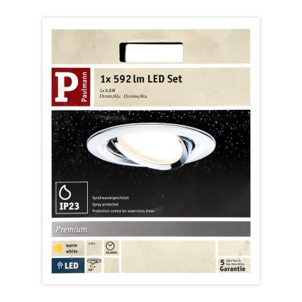 Paulmann 93867 - 1xLED/6,8W IP23 Badrum Infälld belysning  COIN 230V