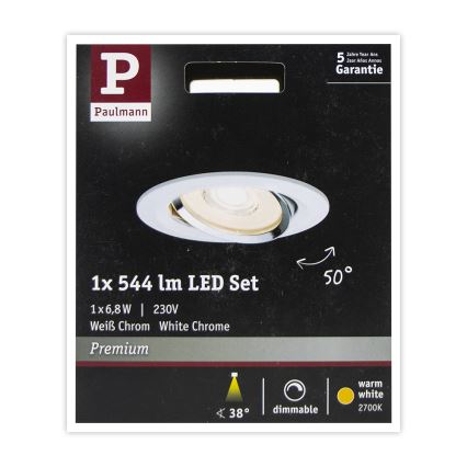 Paulmann 93945 - LED/6,8W IP23 Ljusreglerad hängande badrumslampa COIN 230V