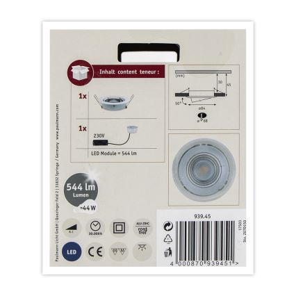 Paulmann 93945 - LED/6,8W IP23 Ljusreglerad hängande badrumslampa COIN 230V