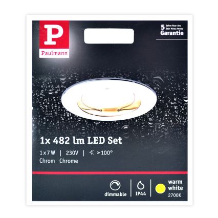 Paulmann 93959 - LED/7W IP44 Dimbar Badrumsbelysning COIN 230V