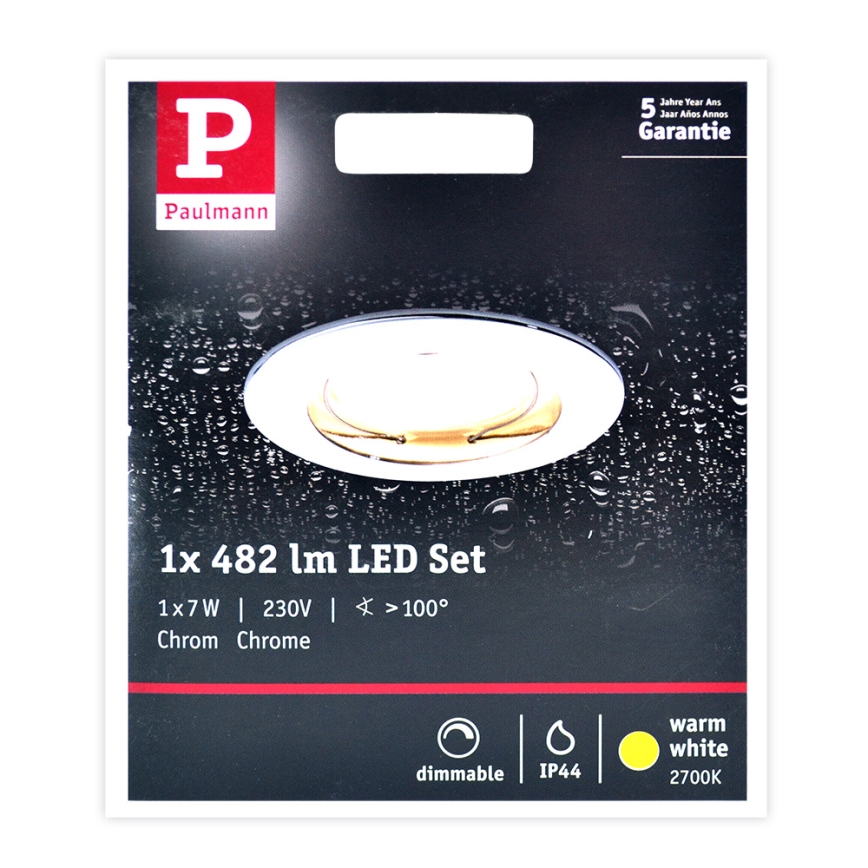 Paulmann 93959 - LED/7W IP44 Dimbar Badrumsbelysning COIN 230V