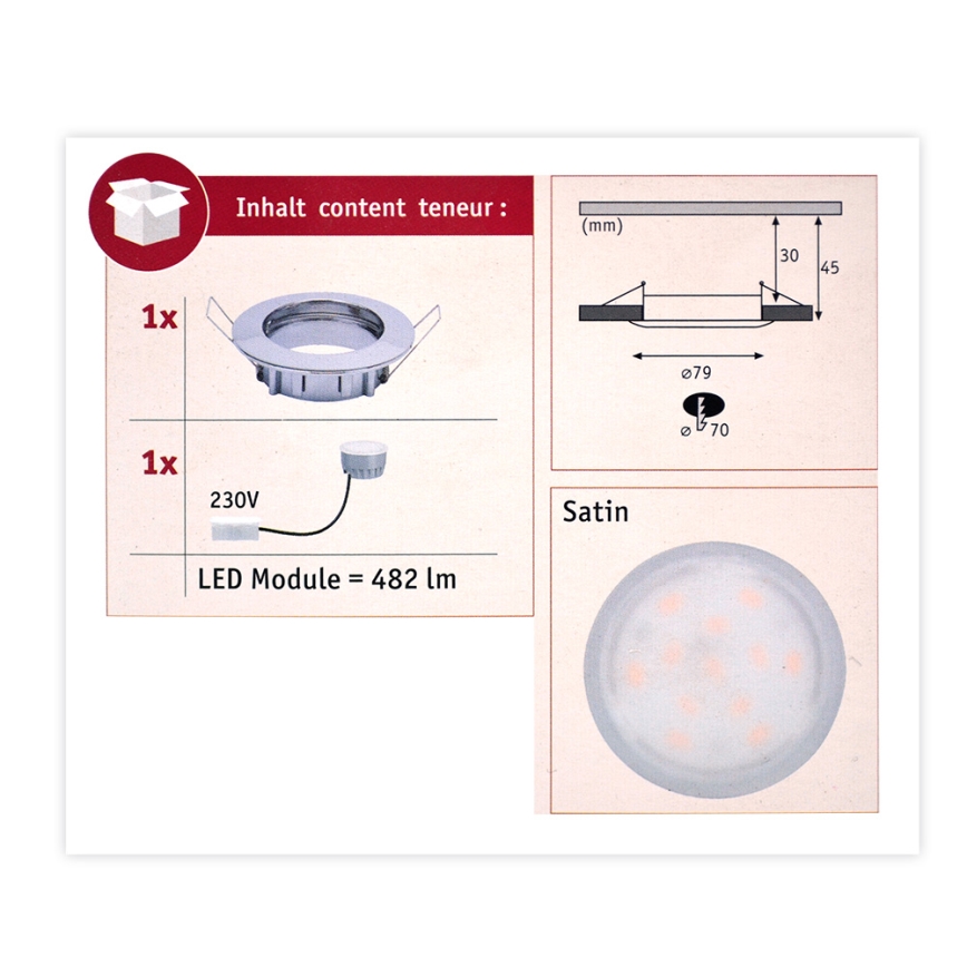 Paulmann 93959 - LED/7W IP44 Dimbar Badrumsbelysning COIN 230V