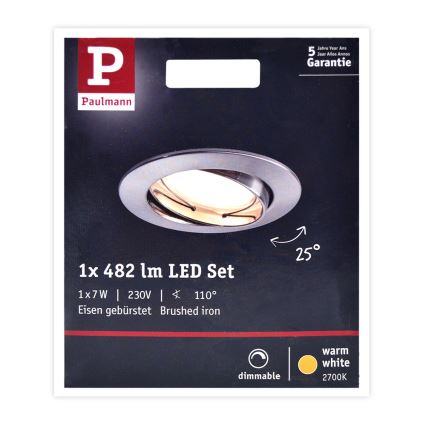 Paulmann 93963 - LED/7W IP23 Badrum dimbar Takbelysning COIN 230V