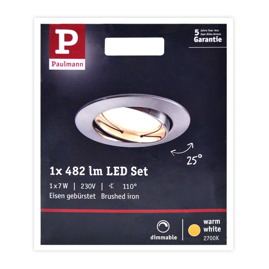 Paulmann 93963 - LED/7W IP23 Badrum dimbar Takbelysning COIN 230V