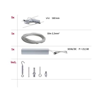 Paulmann 94108 - KIT 5xLED/4,3W Spotlight för skensystem MAC 230V matt krom