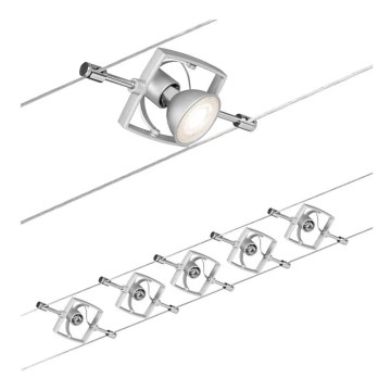 Paulmann 94133 - KIT 5xGU5,3/10W Spotlight för system med snöre MAC 230V matt krom