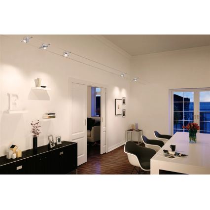 Paulmann 94133 - KIT 5xGU5,3/10W Spotlight för system med snöre MAC 230V matt krom