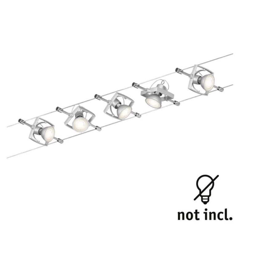 Paulmann 94133 - KIT 5xGU5,3/10W Spotlight för system med snöre MAC 230V matt krom
