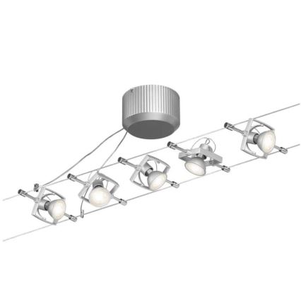 Paulmann 94133 - KIT 5xGU5,3/10W Spotlight för system med snöre MAC 230V matt krom