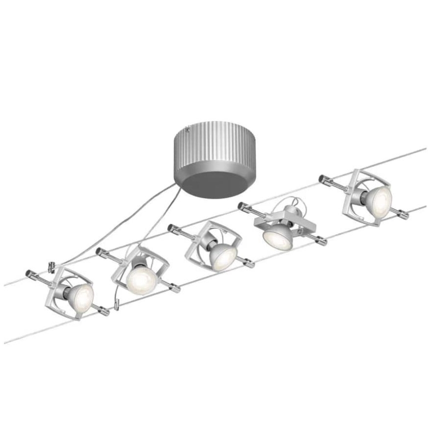 Paulmann 94133 - SET 5xGU5,3/10W Spotlights för kabelsystem MAC 230V matt krom
