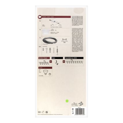 Paulmann 94134 - KIT 5xGU5,3/10W Spotlight för system med snöre MAC 230V vit