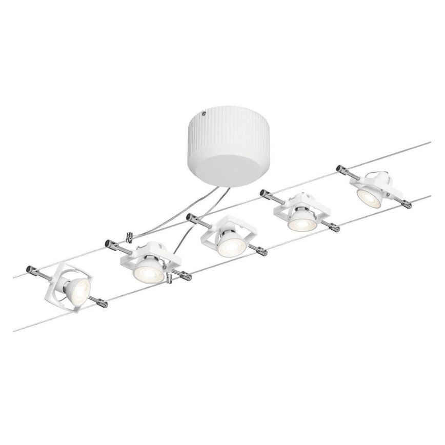 Paulmann 94149 - KIT 5xGU5,3/10W Spotlight för system med snöre TECH 230V vit