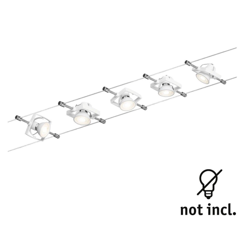 Paulmann 94149 - KIT 5xGU5,3/10W Spotlight för system med snöre TECH 230V vit