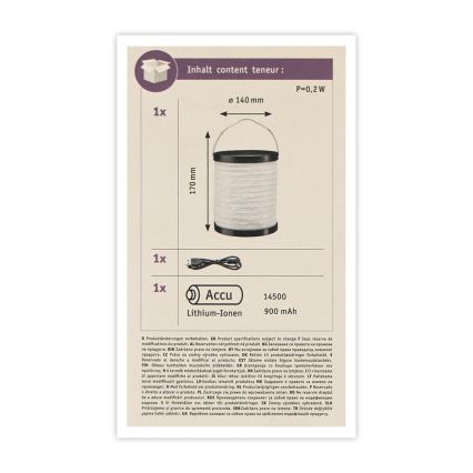 Paulmann 94169 - LED/0,2W IP44 Dekorativ utomhusbelysning MOBILE 3,7V