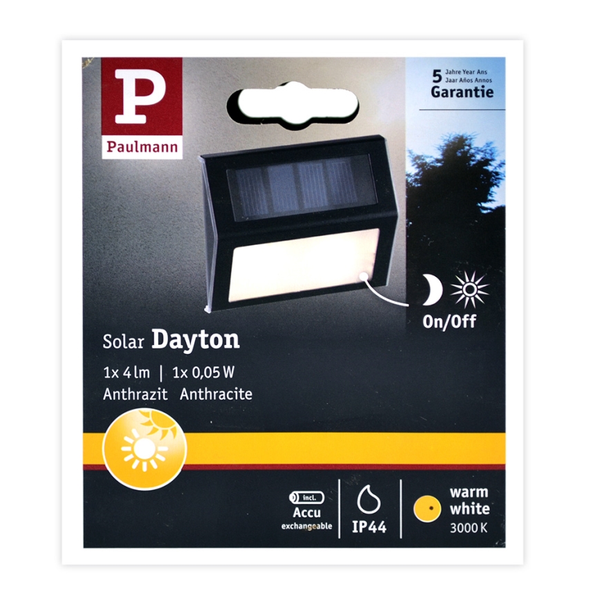 Paulmann 94234- LED/0,05W IP44 Utomhus sollampa med sensor DAYTON 1,5V