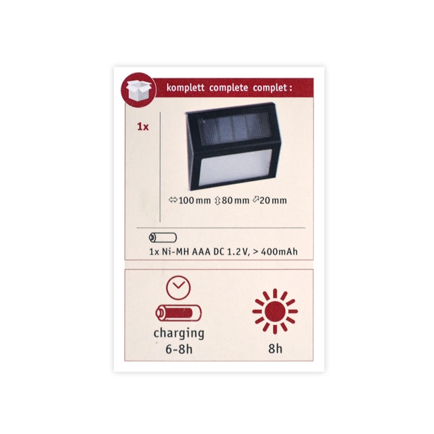 Paulmann 94234- LED/0,05W IP44 Utomhus sollampa med sensor DAYTON 1,5V
