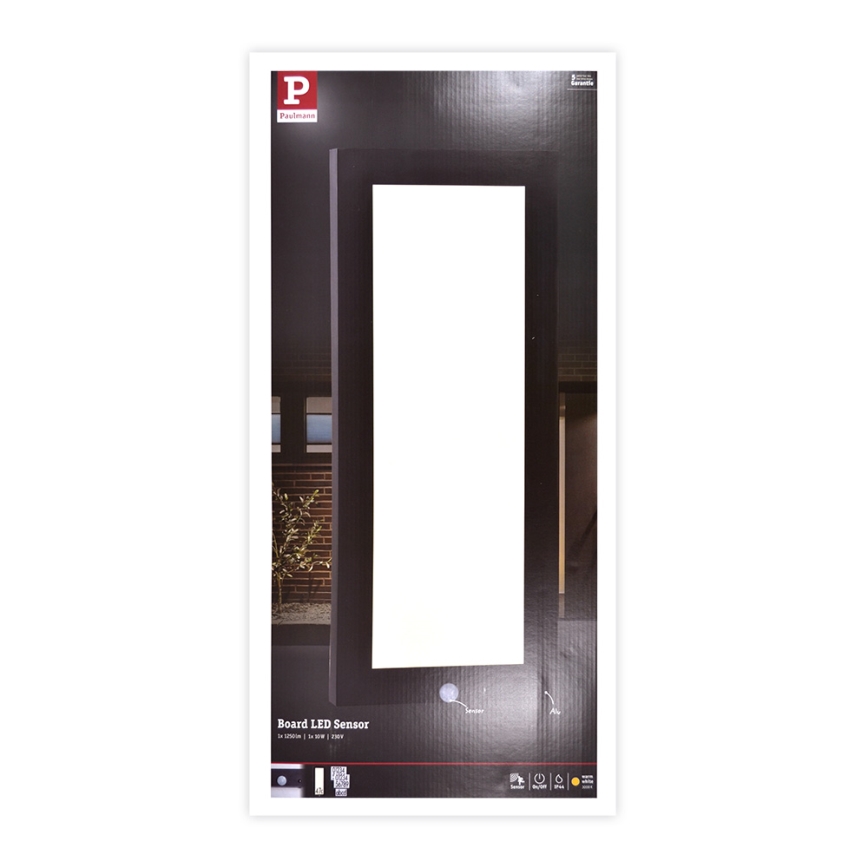 Paulmann 94256_1 - LED/10W IP44 Taklampa för utomhusbruk med sensor 230V