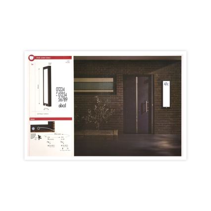 Paulmann 94257 - LED/19W IP44 Husnummer med sensor 230V