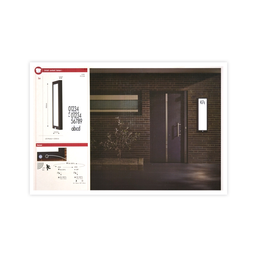 Paulmann 94257 - LED/19W IP44 Husnummer med sensor 230V