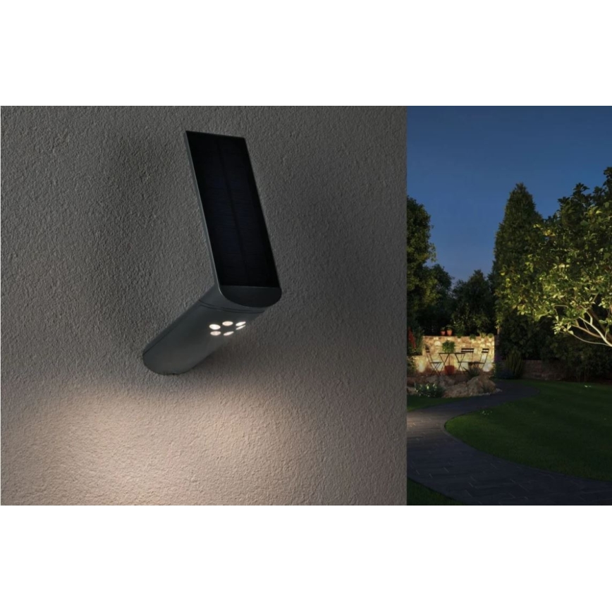 Paulmann 94261 - LED/1,2W IP44 Solcellsvägglampa med sensor ILIAS 3,7V 1800 mAh