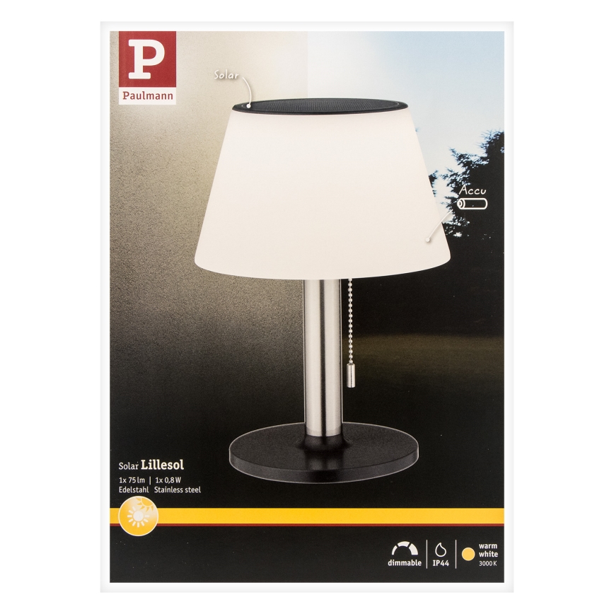 Paulmann 94309 - LED/0,8W IP44 Ljusreglerad solar lamp LILLESOL 3,7V