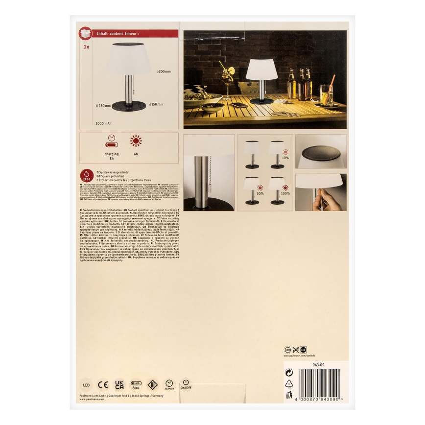 Paulmann 94309 - LED/0,8W IP44 Ljusreglerad solar lamp LILLESOL 3,7V
