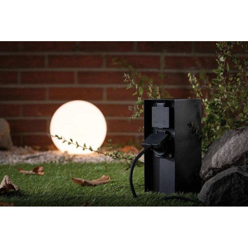 Paulmann 94313 - Utomhus eluttagstolpe RIO 4Z SCHUKO 230V IP44