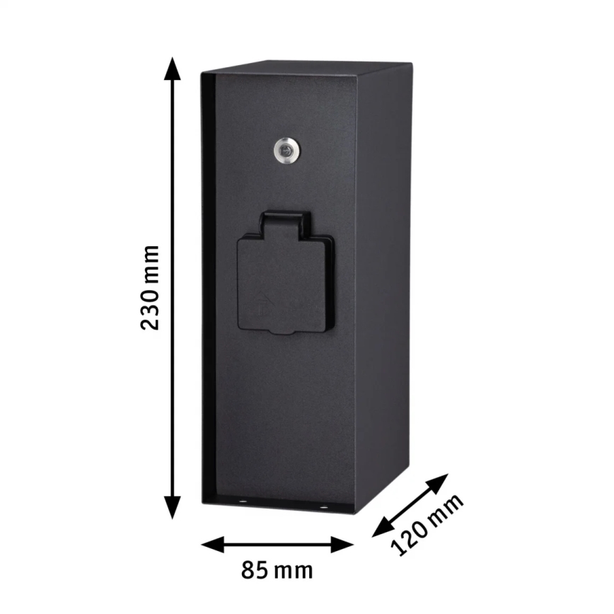 Paulmann 94315 -Kolumn med eluttag för utomhusbruk med skymningssensor RIO 3Z SCHUKO 230V IP44