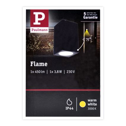 Paulmann 94327 - LED/3,8W IP44 Utomhus Väggbelysning FLAME 230V antracit