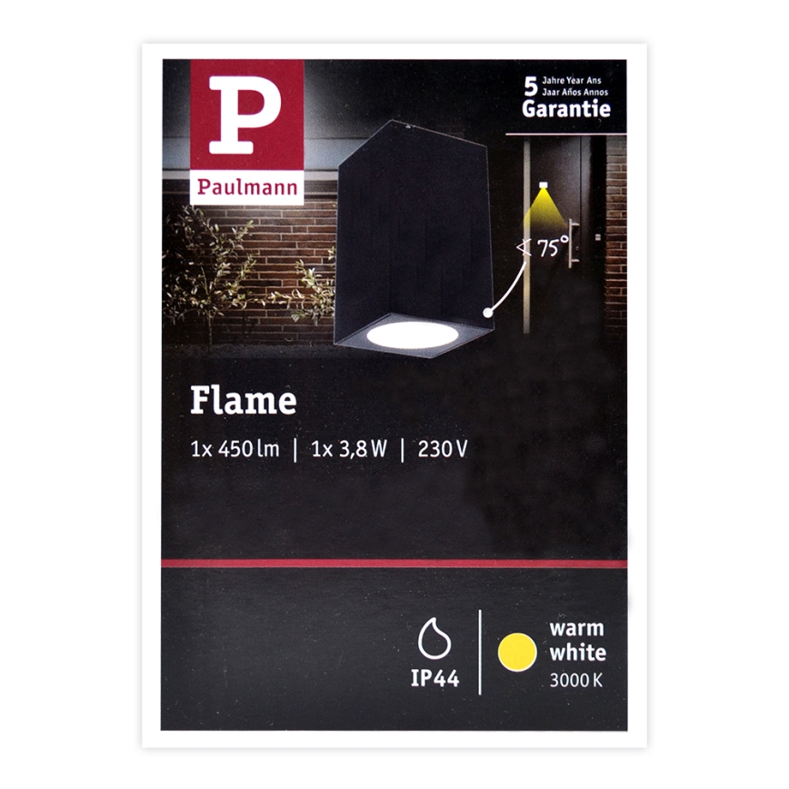 Paulmann 94327 - LED/3,8W IP44 Utomhus Väggbelysning FLAME 230V antracit