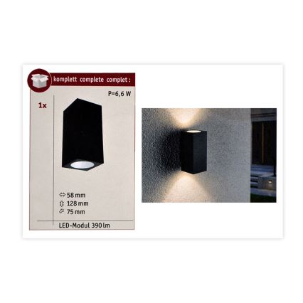 Paulmann 94328 - 2xLED/2,8W IP44 Utomhus Väggbelysning FLAME 230V antracit