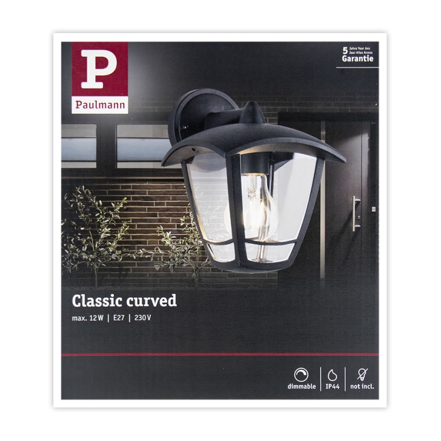 Paulmann 94392 - 1xE27/12W IP44 Vägglampa för utomhusbruk CLASSIC 230V