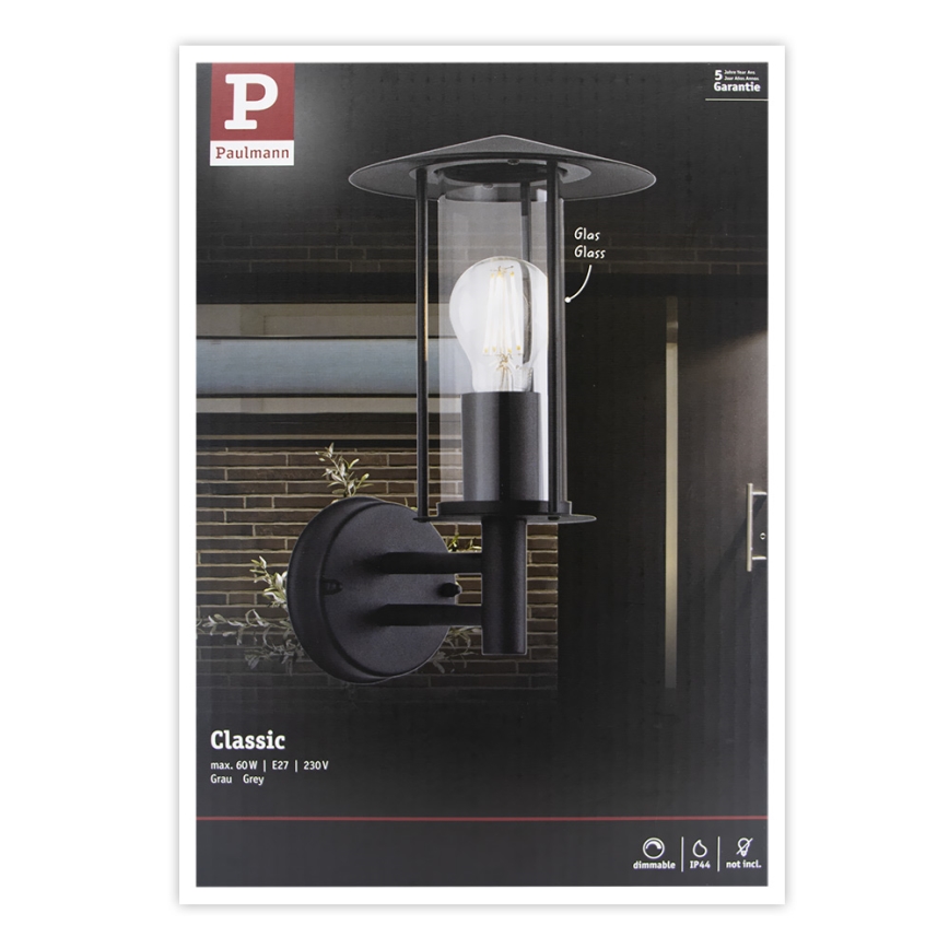 Paulmann 94398 - 1xE27/60W IP44 Vägglampa för utomhusbruk CLASSIC 230V