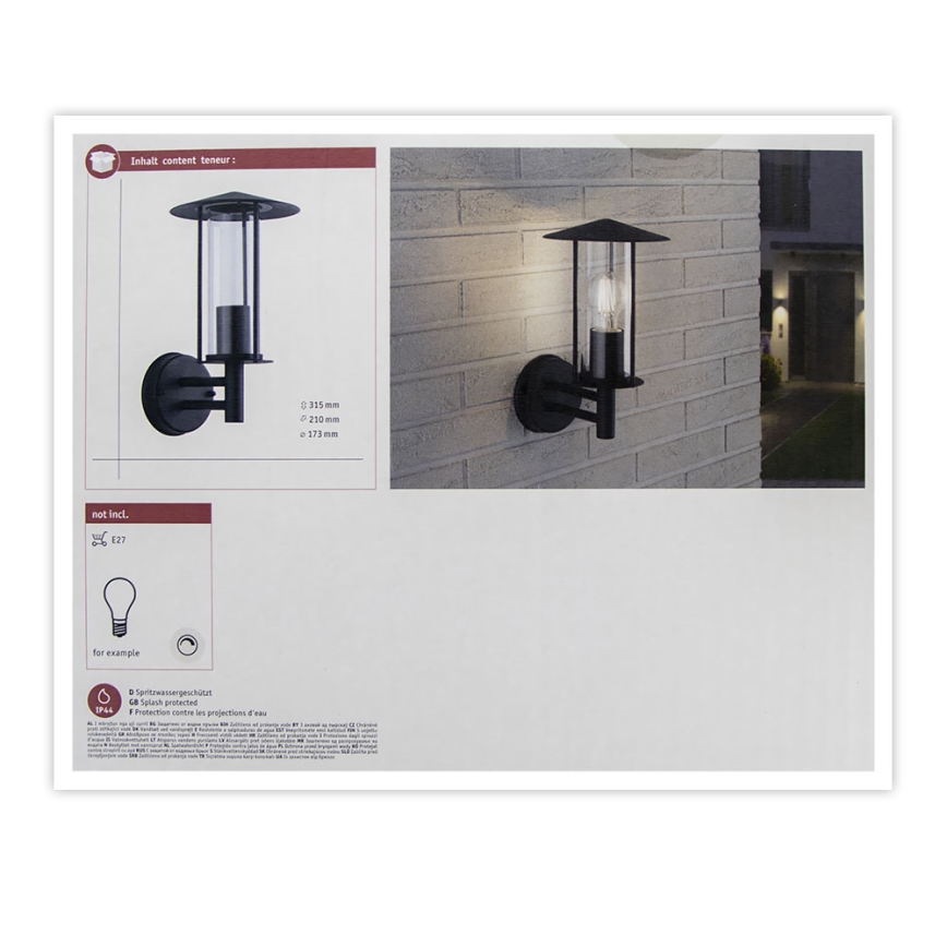 Paulmann 94398 - 1xE27/60W IP44 Vägglampa för utomhusbruk CLASSIC 230V