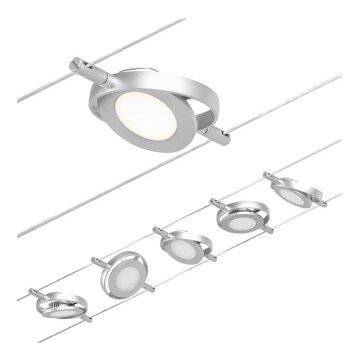 Paulmann 94414 - KIT 5xLED/4,5W Spotlight för system med snöre ROUNDMAC 230V skinande krom