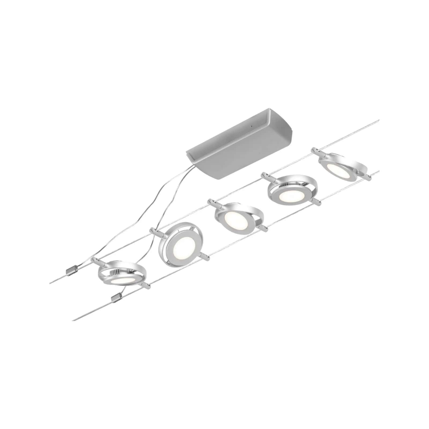 Paulmann 94414 - KIT 5xLED/4,5W Spotlight för system med snöre ROUNDMAC 230V skinande krom