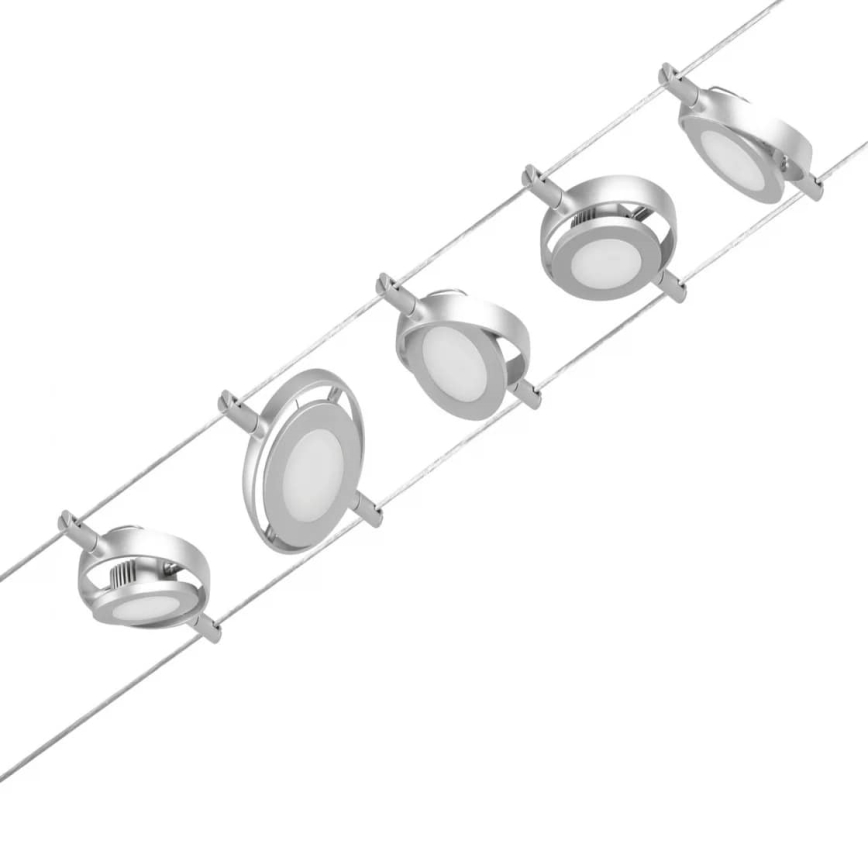Paulmann 94414 - SET 5xLED/4,5W Spotbelysning för wire-system ROUNDMAC 230V blank krom