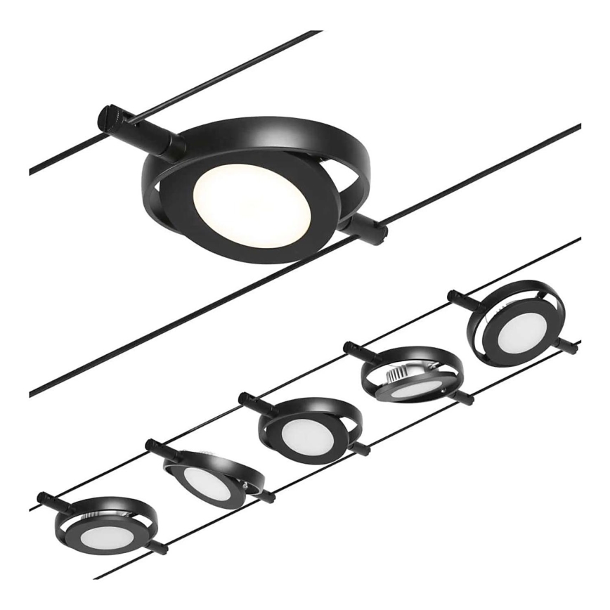Paulmann 94418 - KIT 5xLED/4,5W Spotlight för system med snöre ROUNDMAC 230V svart